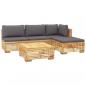 Preview: 5-tlg. Garten-Lounge-Set mit Kissen Massivholz Teak