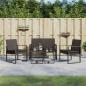 Preview: ARDEBO.de - 5-tlg. Garten-Essgruppe mit Kissen Braun PP-Rattan