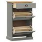 Preview: Schuhschrank VIGO 60x35x96 cm Grau Massivholz Kiefer