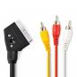 Preview: ARDEBO.de - SCART-Kabel | SCART Stecker | 3x Cinch-Stecker | Vernickelt | Schaltbar | 480p | 2.00 m | Rund | PVC | Schwarz | Aufhänger