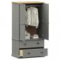 Preview: Kleiderschrank VIGO Grau 90x55x176 cm Massivholz Kiefer