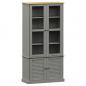 Preview: Vitrine VIGO Grau 85x35x170 cm Massivholz Kiefer