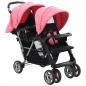 Preview: ARDEBO.de - Tandem-Kinderwagen Stahl Rosa und Schwarz