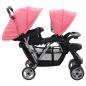 Preview: Tandem-Kinderwagen Stahl Rosa und Schwarz