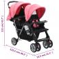 Preview: Tandem-Kinderwagen Stahl Rosa und Schwarz