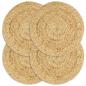 Preview: ARDEBO.de - Tischsets 4 Stk. Natur 38 cm Rund Jute