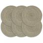 Preview: ARDEBO.de - Tischsets 6 Stk. Uni Grau 38 cm Rund Jute