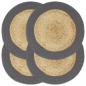 Preview: ARDEBO.de - Tischsets 4 Stk. Natur und Anthrazit 38 cm Jute und Baumwolle