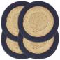 Preview: ARDEBO.de - Tischsets 4 Stk. Natur und Marineblau 38 cm Jute und Baumwolle 