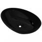 Preview: Keramik Waschtisch Waschbecken Oval schwarz 40 x 33 cm