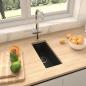 Preview: ARDEBO.de - Küchenspüle mit Überlauf Schwarz Granit