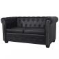 Preview: ARDEBO.de - Chesterfield-Sofa 2-Sitzer Kunstleder Schwarz 