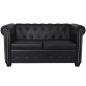 Preview: Chesterfield-Sofa 2-Sitzer Kunstleder Schwarz 