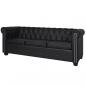 Preview: ARDEBO.de - Chesterfield-Sofa 3-Sitzer Kunstleder Schwarz  