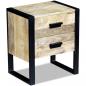 Preview: Beistelltisch mit 2 Schubladen Mango Holz 43x33x51 cm