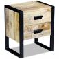 Preview: Beistelltisch mit 2 Schubladen Mango Holz 43x33x51 cm