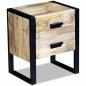 Preview: Beistelltisch mit 2 Schubladen Mango Holz 43x33x51 cm