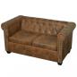 Preview: Chesterfield-Sofa 2-Sitzer Kunstleder Braun