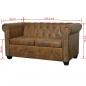 Preview: Chesterfield-Sofa 2-Sitzer Kunstleder Braun