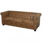 Preview: ARDEBO.de - Chesterfield-Sofa 3-Sitzer Kunstleder Braun