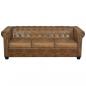 Preview: Chesterfield-Sofa 3-Sitzer Kunstleder Braun