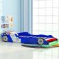 Preview: ARDEBO.de - Kinderbett mit LED im Rennwagen-Design 90 x 200 cm Blau