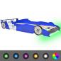 Preview: Kinderbett mit LED im Rennwagen-Design 90 x 200 cm Blau