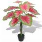 Preview: ARDEBO.de - Künstliche Caladium Pflanze mit Topf 85 cm Rot und Grün