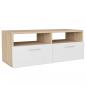 Preview: TV-Schrank Holzwerkstoff 95x35x36 cm Eiche und Weiß