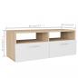 Preview: TV-Schrank Holzwerkstoff 95x35x36 cm Eiche und Weiß