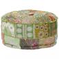 Preview: Patchwork Sitzpouf Rund Baumwolle Handgefertigt 40x20 cm Grün