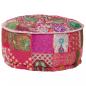 Preview: ARDEBO.de - Patchwork Sitzpouf Rund Baumwolle Handgefertigt 40x20 cm Rosa