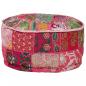 Preview: Patchwork Sitzpouf Rund Baumwolle Handgefertigt 40x20 cm Rosa