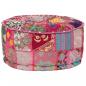 Preview: Patchwork Sitzpouf Rund Baumwolle Handgefertigt 40x20 cm Rosa