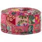 Preview: Patchwork Sitzpouf Rund Baumwolle Handgefertigt 40x20 cm Rosa