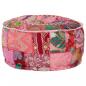 Preview: Patchwork Sitzpouf Rund Baumwolle Handgefertigt 40x20 cm Rosa