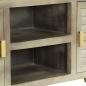 Preview: TV-Schrank Grau mit Messing 110 x 30 x 48 cm Mangoholz Massiv