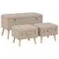 Preview: ARDEBO.de - Hocker mit Stauraum 3 Stk. Beige Stoff