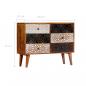 Preview: Sideboard mit Druckmuster 90×30×70 cm Massivholz Mango