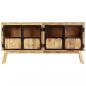 Preview: Sideboard Braun und Schwarz 160×30×80 cm Raues Mango-Massivholz