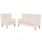 Preview: ARDEBO.de - 2-tlg. Sofa-Set Stoff Cremeweiß