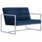 Preview: 2-Sitzer-Sofa mit Armlehnen Blau Chrom und Samt  