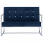 Preview: 2-Sitzer-Sofa mit Armlehnen Blau Chrom und Samt  