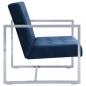 Preview: 2-Sitzer-Sofa mit Armlehnen Blau Chrom und Samt  