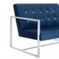 Preview: 2-Sitzer-Sofa mit Armlehnen Blau Chrom und Samt  