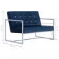 Preview: 2-Sitzer-Sofa mit Armlehnen Blau Chrom und Samt  