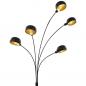 Preview: Stehlampe 200 cm 5 x E14 Schwarz und Golden