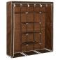 Preview: Kleiderschrank mit Fächern und Stangen Braun 150x45x175cm Stoff