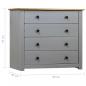 Preview: Sideboard Grau 80x40x73 cm Kiefernholz Panama