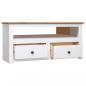 Preview: TV-Eckschrank Weiß 93 x 49 x 49 cm Massivholz Panama-Kiefer 